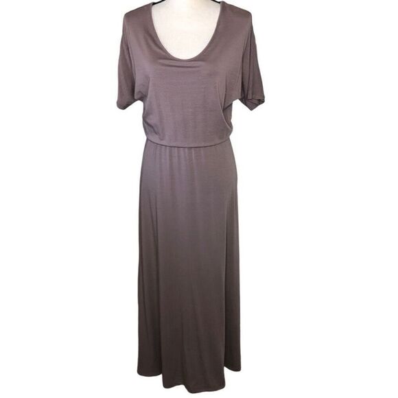 Garnet Hill Cocoa Brn Blouson Waist Coastal, Beigecore, Normcore Maxi Dress S XS - Picture 1 of 12
